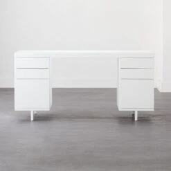 Stairway 6-Drawer White Wood Desk