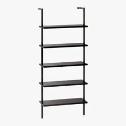 Stairway Black Wall-Mounted Bookcase - 72.5" Height -Home Furnishing Store StairwayShortBookshelfBlk3QFS18