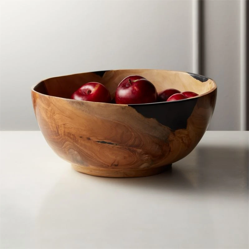 Still Teak Wood Serving Bowl 4 Still Teak Wood Serving Bowl - Image 2