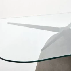 Stone Rectangular Grey Concrete Dining Table With Glass Top -Home Furnishing Store StoneGreyTableRect95inAVSSS21