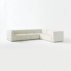 Strato 4-Piece L-Shaped White Boucle Sectional Sofa -Home Furnishing Store StratoBoucleSectBlcWhite3QF20