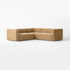 Strato 3-Piece L-Shaped Camel Brown Velvet Sectional Sofa -Home Furnishing Store StratoCamelVlvt3PcSect3QSSF22