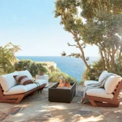 Rectangular Metal Fire Pit -Home Furnishing Store SunsetTeakOutdoorLoveseatM21