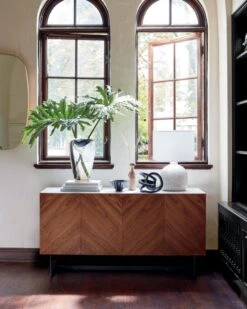 Suspend Marble And Brown Walnut Wood Media Console -Home Furnishing Store SuspendIIMediaConsoleJN19