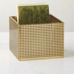 Tegan Perforated Brass Metal Storage Basket Small -Home Furnishing Store TeganBrassPrfrtdBasketAVSHS23