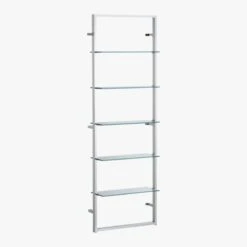 Tesso Chrome Metal Wall Mount Bookshelf -Home Furnishing Store TessoBookcaseChrmGls3QF8