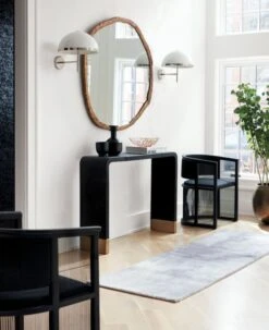 Kaishi Black Fabric Chair With Blackened Ash Frame -Home Furnishing Store TylerLeatherConsoleTableAbelRndSP19