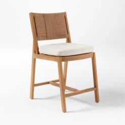 Roc Teak And Rattan Outdoor Counter Stool With Ivory Sunbrella® Cushion -Home Furnishing Store VitetCounterStool3QSSS23