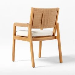 Roc Teak And Rattan Outdoor Dining Armchair With Ivory Sunbrella® Cushion -Home Furnishing Store VitetDiningArmchair3QBSSS23