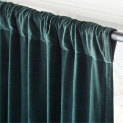 Dark Green Organic Cotton Velvet Window Curtain Panel 48"x84'' -Home Furnishing Store VlvtDkGnOrgCtnCrtn96PnlAV2SHF23
