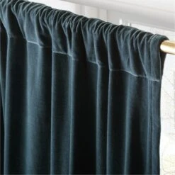 Dark Teal Organic Cotton Velvet Window Curtain Panel 48"x84'' -Home Furnishing Store VlvtMgcFtOrgCtnCrtn96PnlAV2SHF23