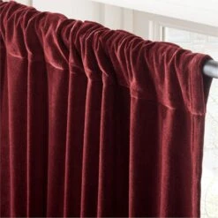 Red Organic Cotton Velvet Window Curtain Panel 48"x84'' -Home Furnishing Store VlvtRedOrgCtnCrtn96PnlAV2SHF23