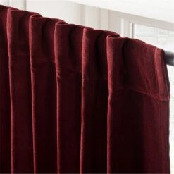 Red Organic Cotton Velvet Window Curtain Panel 48"x84'' -Home Furnishing Store VlvtRedOrgCtnCrtn96PnlAV3SHF23