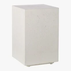 Ivory Concrete Outdoor Side Table -Home Furnishing Store WhiteConcreteSideTable3QS20