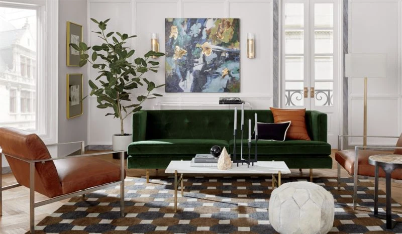 Slab Small Marble Coffee Table With Brass Base 4 Slab Small Marble Coffee Table With Brass Base - Image 2