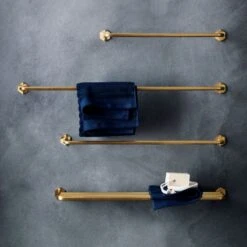 Hex Brushed Brass Towel Bar 18" -Home Furnishing Store hexgoldtowelbarstraingoldrackJL17