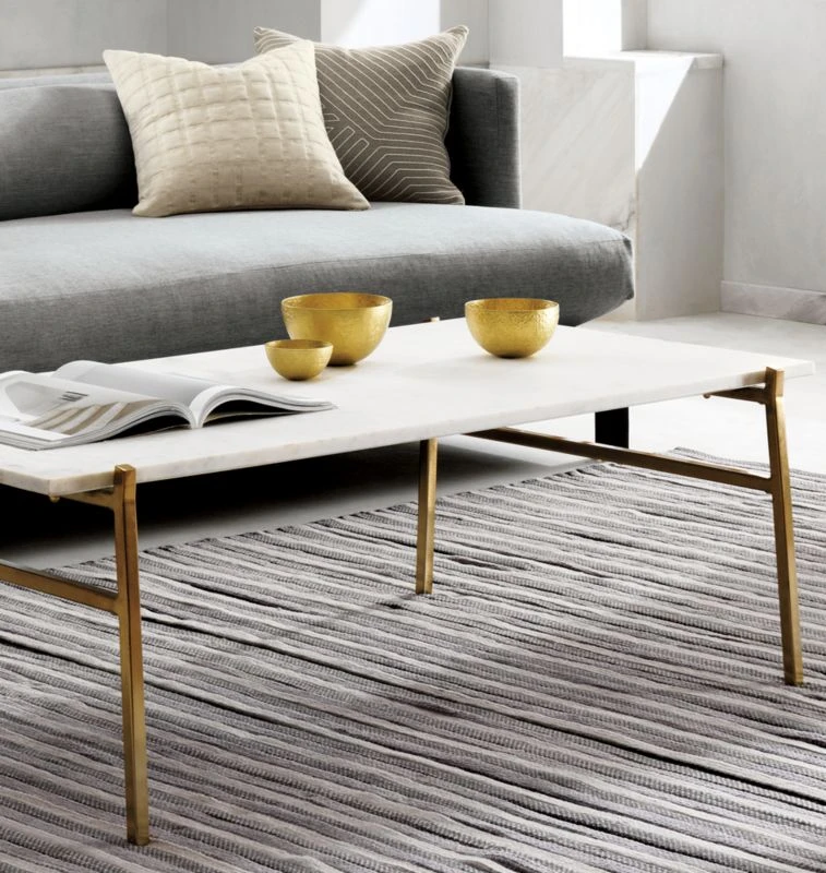 Slab Small Marble Coffee Table With Brass Base 6 Slab Small Marble Coffee Table With Brass Base - Image 4